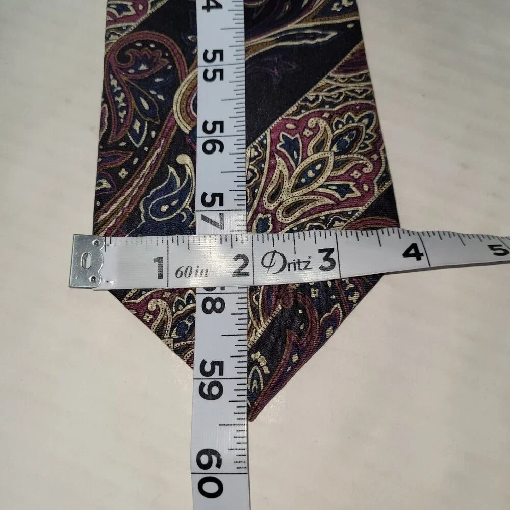Robert Stock Tie Mens One Size Paisley Print Silk Handmade Necktie Preppy Office